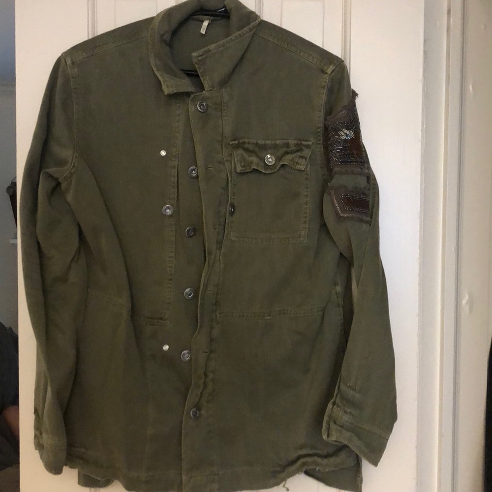 Free people cargo jacket with embroidery